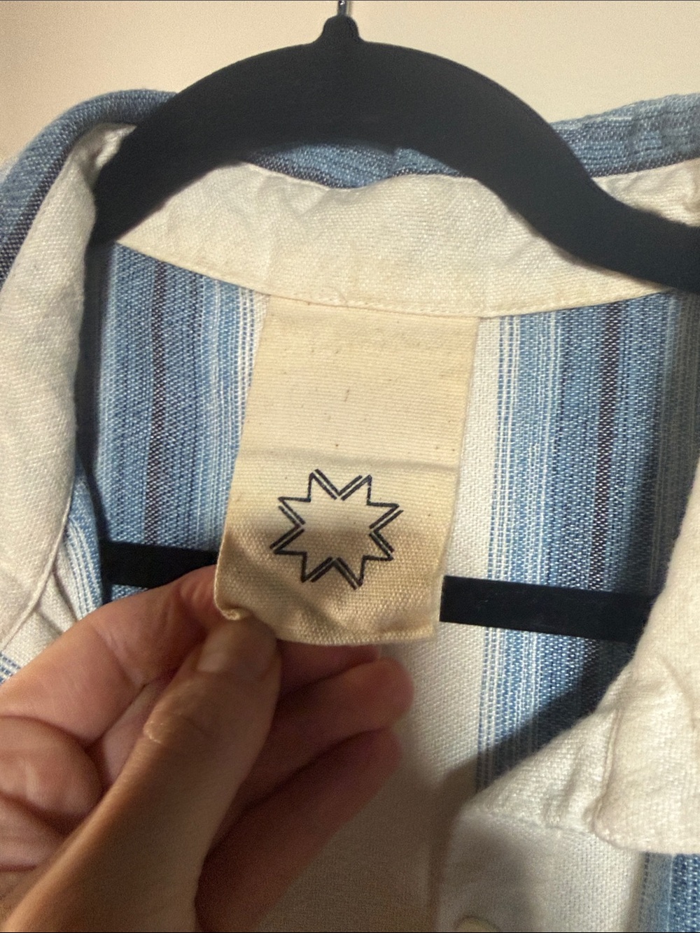 Marrakshi Blue and White Striped Button-Down Kaftan - Picture 2 of 6